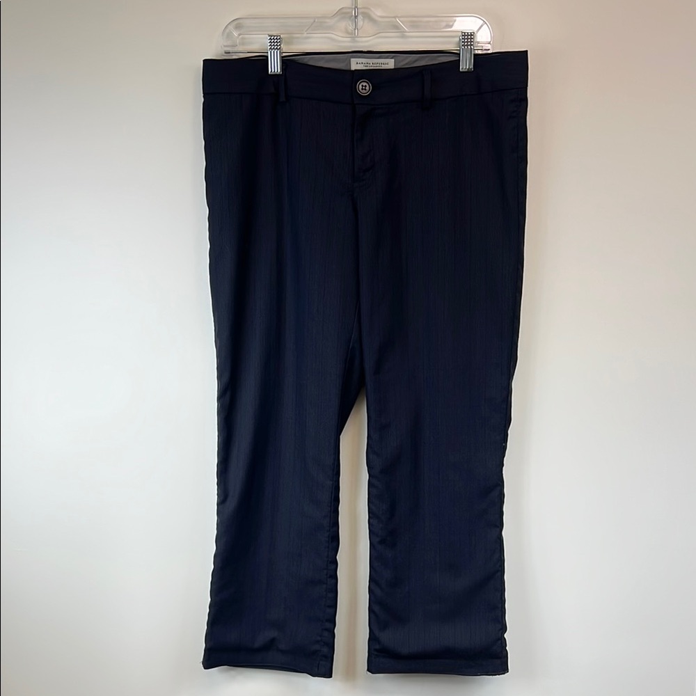 Banana Republic Women's Navy Blue Wide Leg Plaid Dress Pants size 8